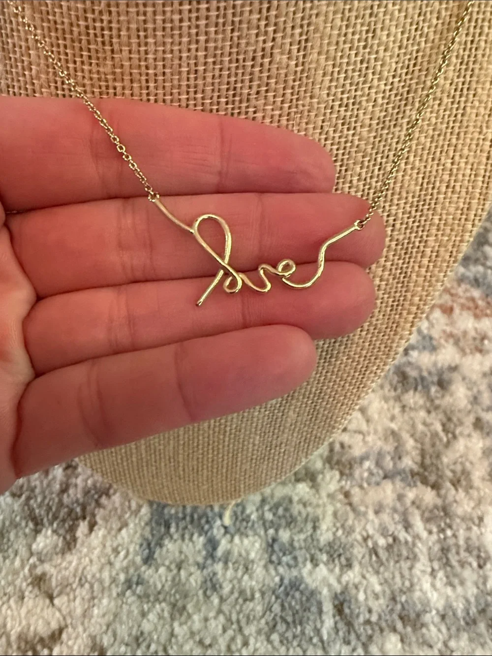Stella & Dot Gold 'Love' Script Necklace